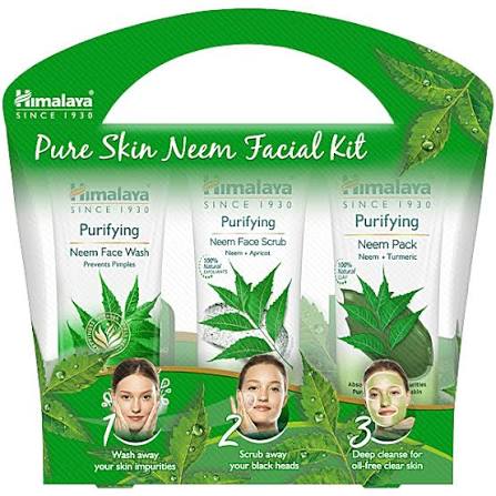 HIMALAYA PURE SKIN NEEM FACIAL KIT(50ML FACEWASH+50GFACE SCRUB+50GNEEM PACK)